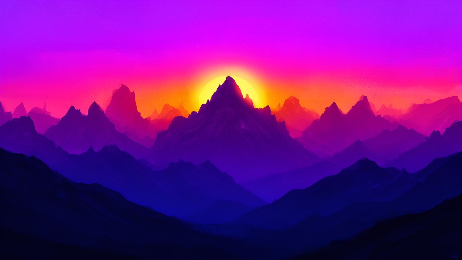 Dark mountain range at dusk